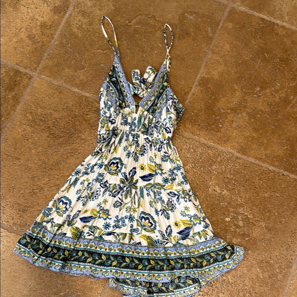 Angie Blue and White Backless Sundress